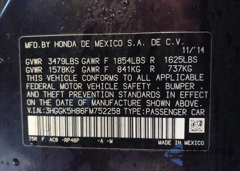 2015 Honda Fit Ex/Ex-L z USA, uszkodzony, nr VIN 3HGGK5H86FM752258